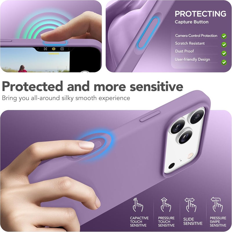 GONEZ Magnetic for iPhone 17 Pro Max Case, Compatible with MagSafe, [Screen Protector + Camera Lens Protector], Liquid Silicone Anti-Scratch Shockproof Protective Phone Case 6.9 inch, Light Purple - Image 5